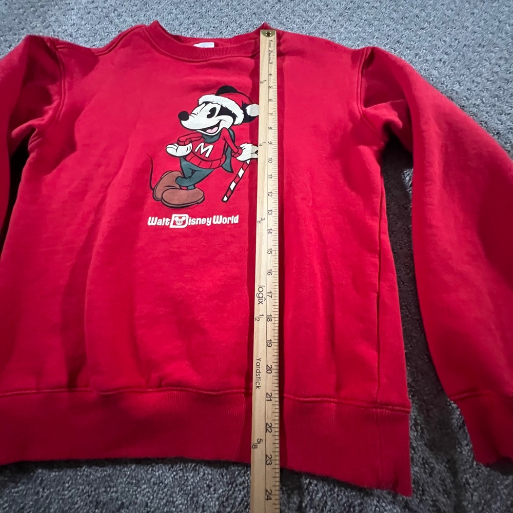 Disney Sweatshirt Unisex Small Red Santa Mickey Walt Disney World Christmas - Picture 5 of 9